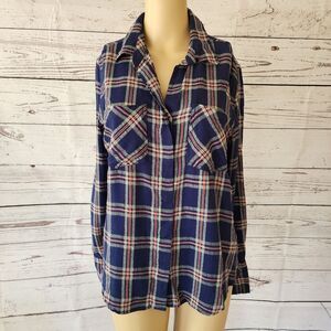 JACHS Girlfriend Plaid Button Down Long Sleeve Shirt Small NWT